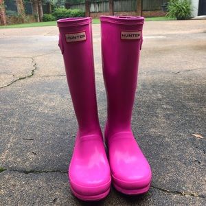 Hot pink tall rain boots